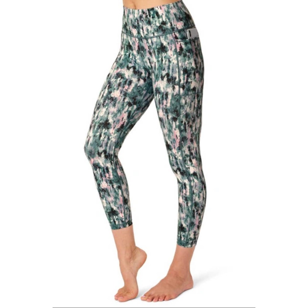 SWEATY BETTY Super Sculpt Pocket Blue X-Ray Floral 7/8 Leggings Sz Medium
